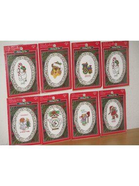 Christmas Lot of Cross Mini 8 Stitch Ornament Pictures Bear Train Snowman More
